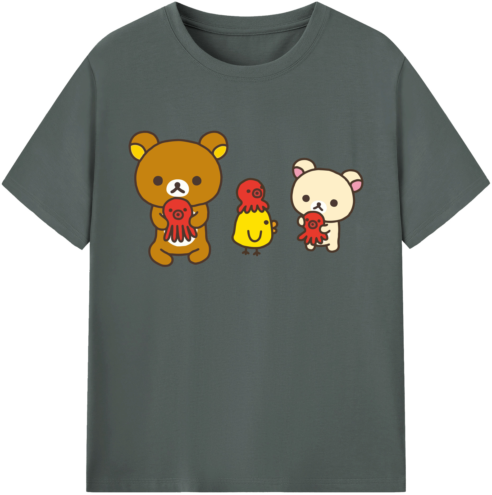 （画像用） リラックマ リラックマ キイロイトリ Rilakkuma Korilakkuma Kiiroitori 綿100％ メンズ半袖Tシャツ｜肌触りやわらか＆通気性